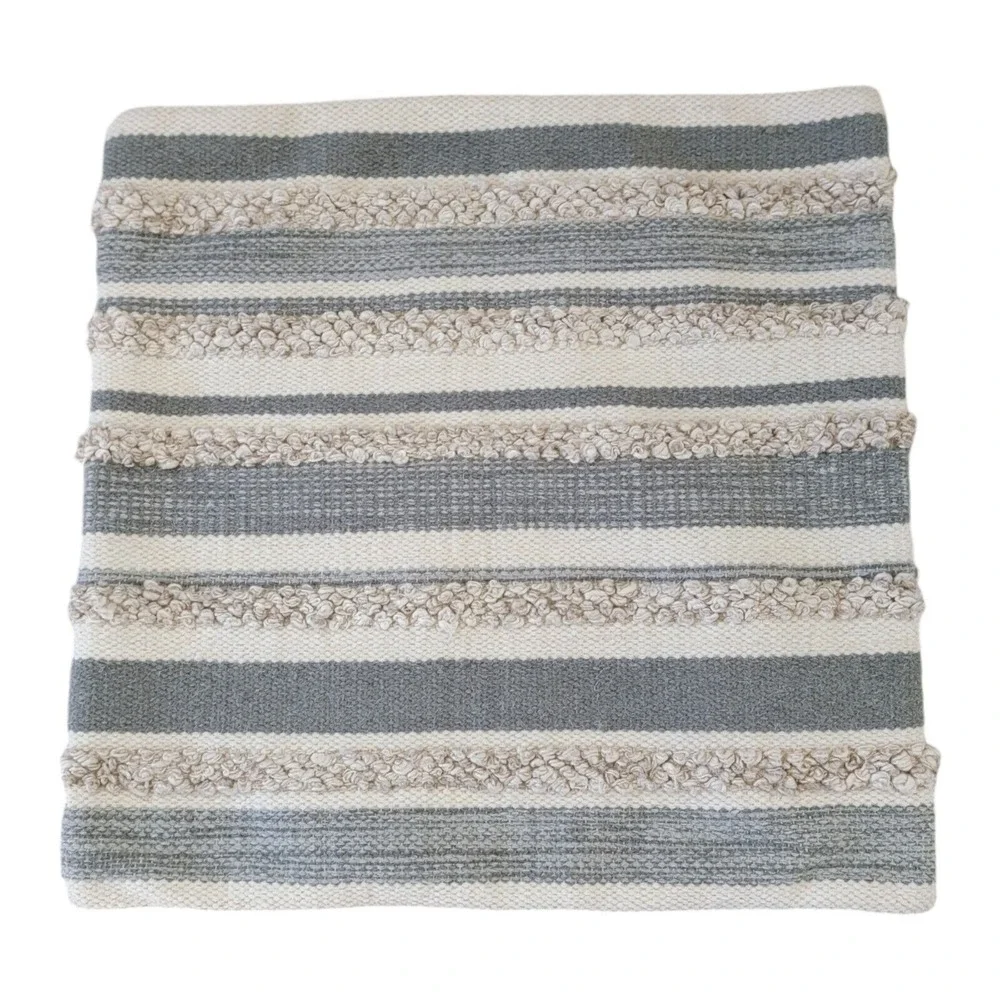 Magnolia Home Pillow Cover‎ Striped Wool Blend Nubby Neutral Boho Joanna Gaines